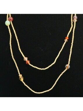Vintage Beaded Necklace Multi Color Beads Long Layering Boho 55"